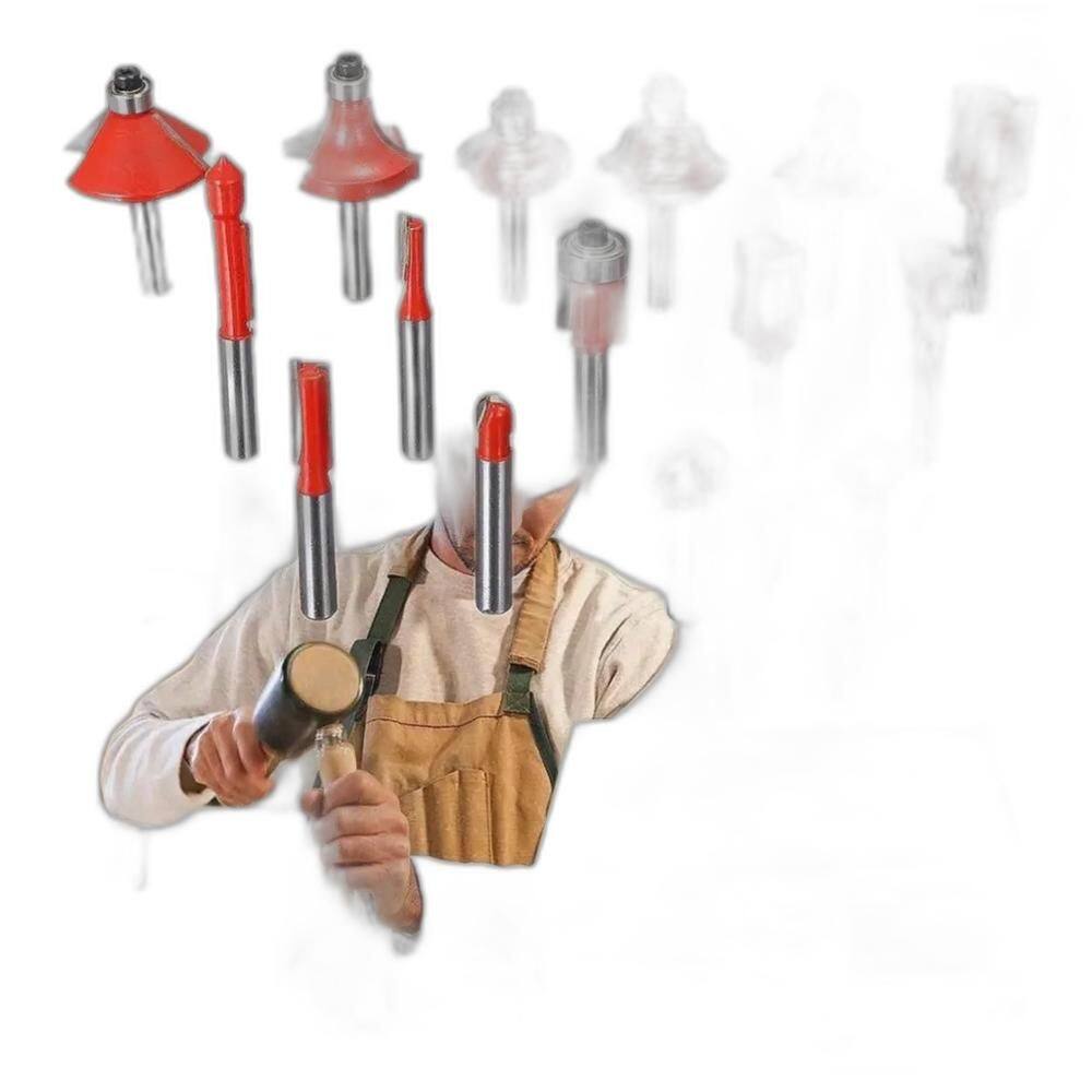 Jogo Kit Fresas Pra Tupia 15 Pçs 8Mm + Estojo De Madeira.