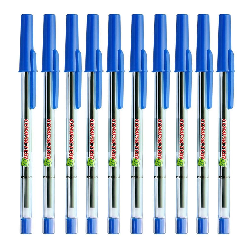 Kit 10 Canetas Esferográfica Ponta Fina 0.7 Compactor