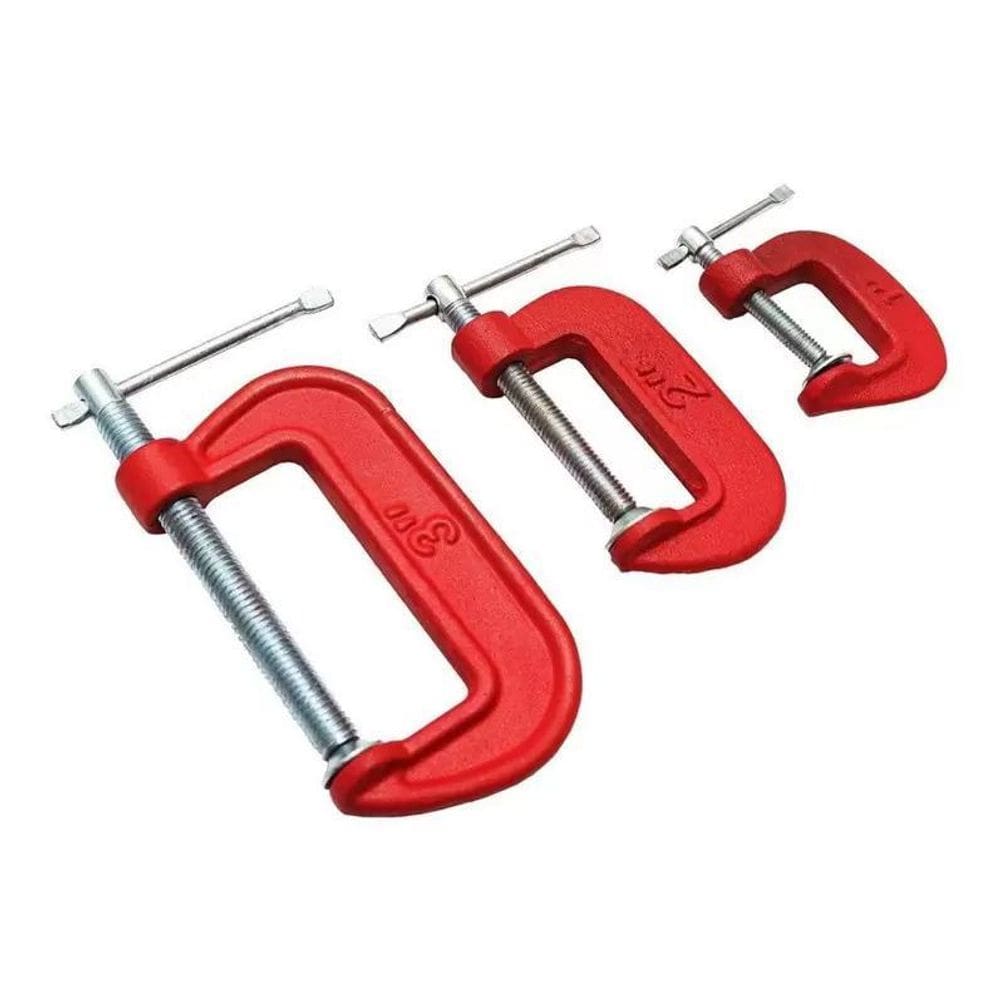 Jogo De Grampos Profissional Tipo G Com 3 Peças