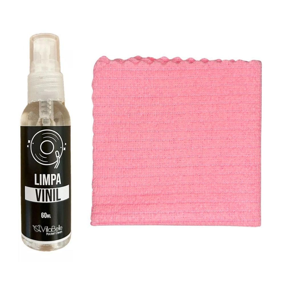 Kit Limpeza De Discos Vinis Com Pano Rosa Pastel