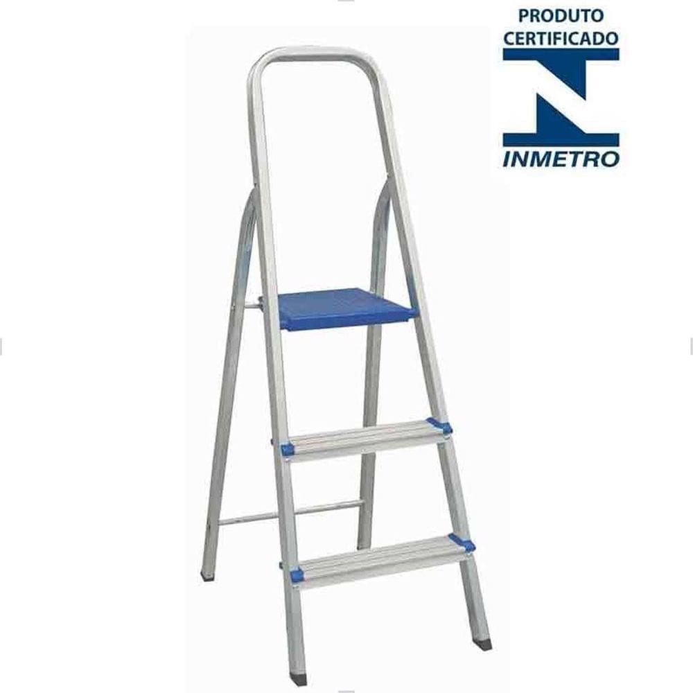 Escada De Alumínio 3 Degraus Domestica Real