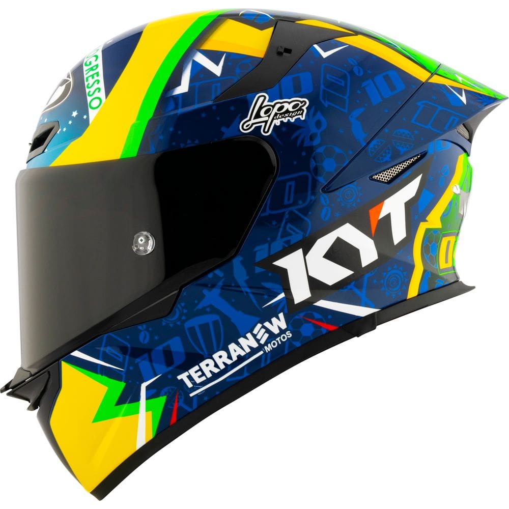 Capacete KYT TT Revo Diogo Moreira 2024 Azul e Amarelo