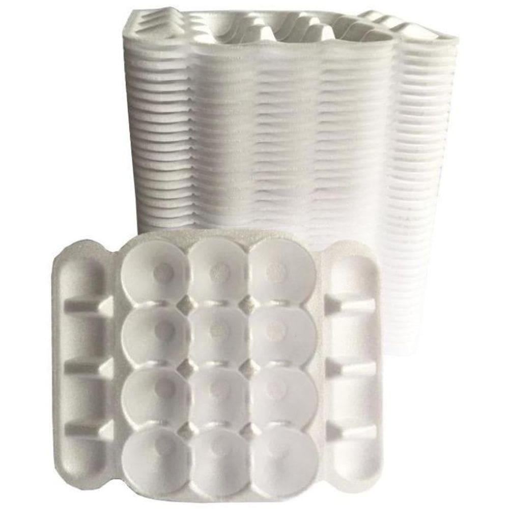 100 Bandeja De Isopor Para 12 Ovos 24X20Cm Branca  100Und