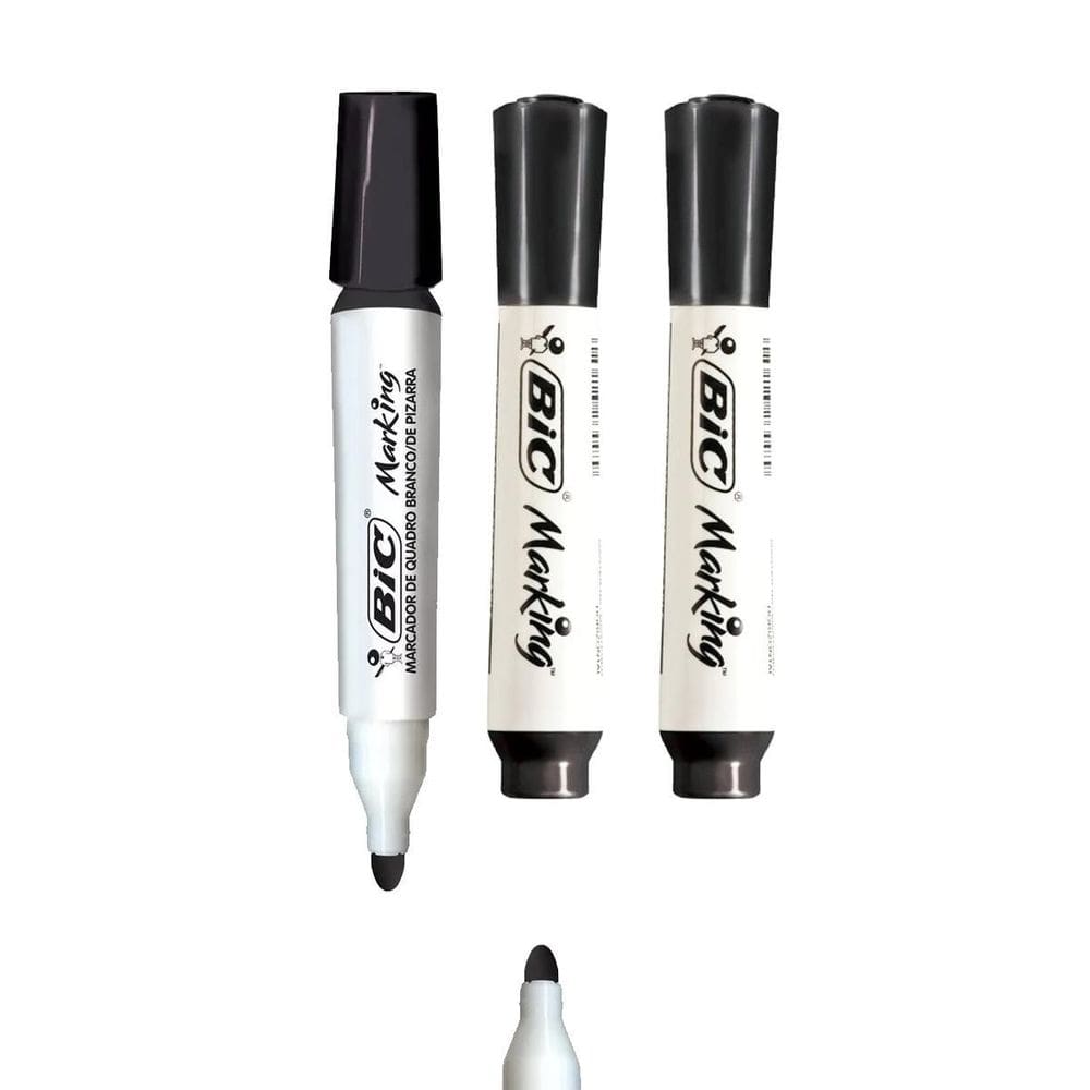 Caneta Marcadora Bic Marking Preta Para Quadro Branco Kit 3