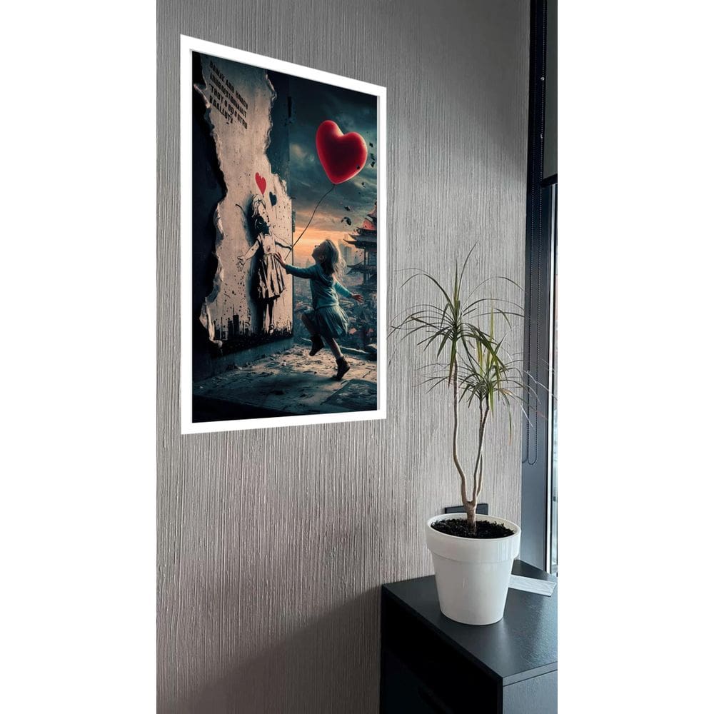 Quadro Decorativo Banksy Menina Balão - 70X50Cm