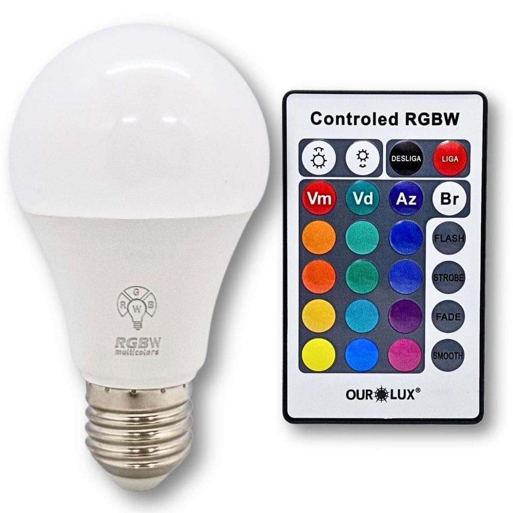 Lâmpada Inteligente Controled Rgbw 9W Multicolors Ourolux