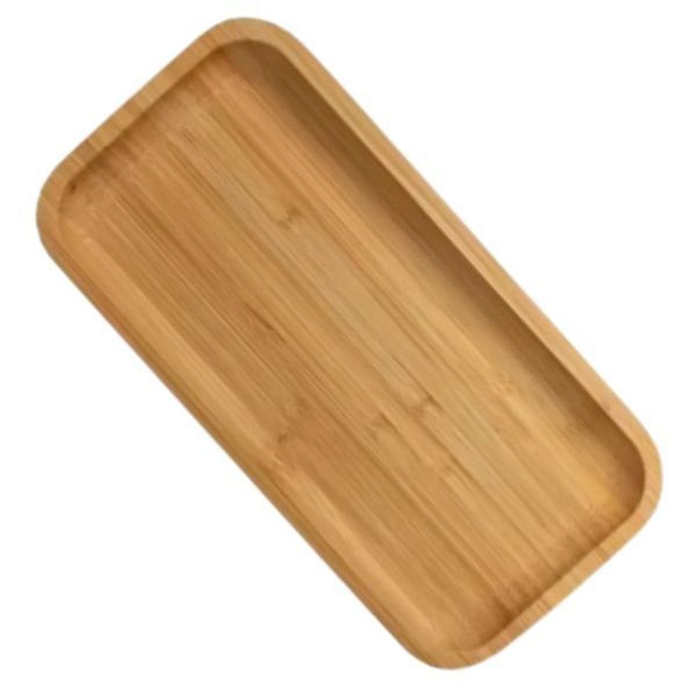 Bandeja De Bambu Retangular 28Cm Lavabo Decorativa Café
