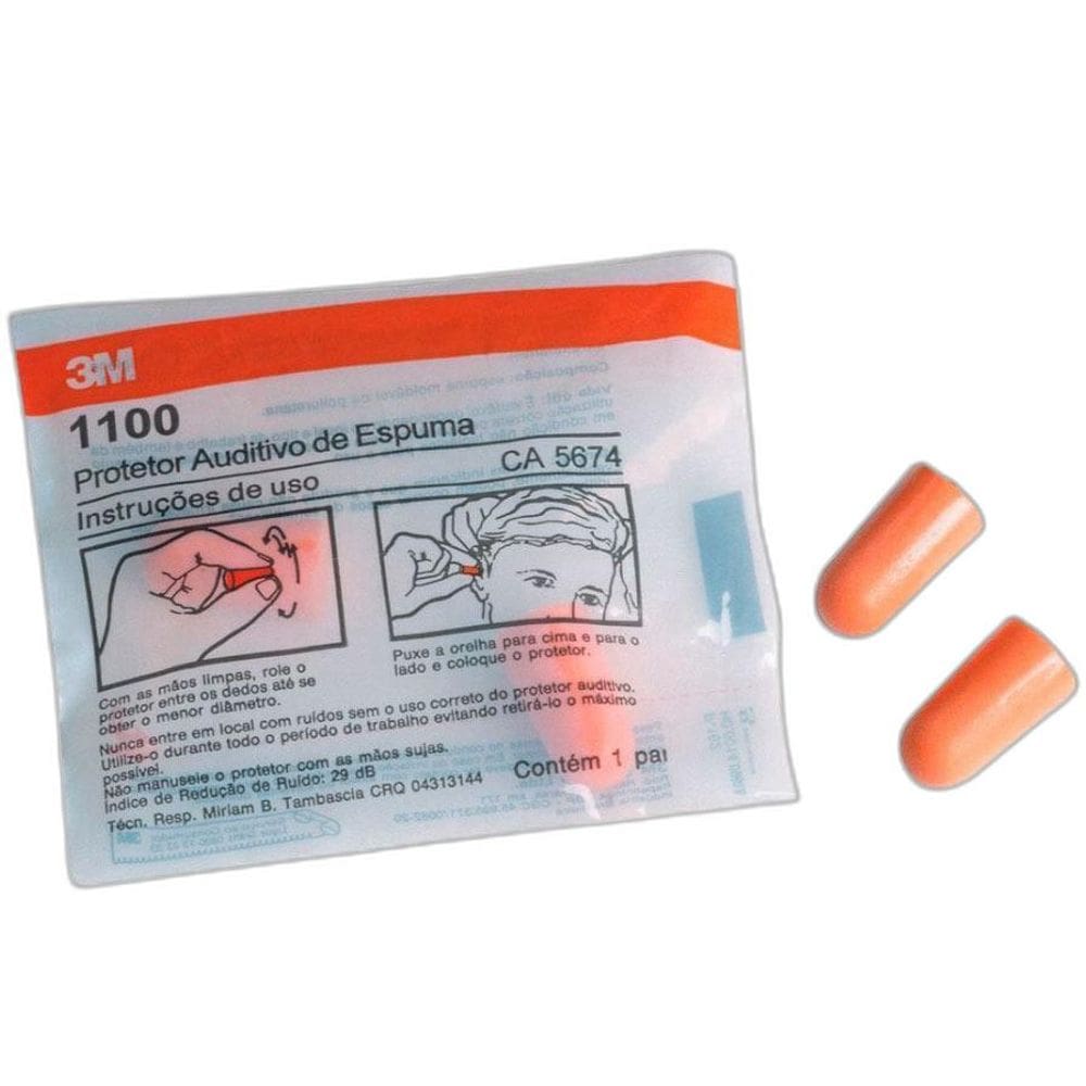 Protetor Auricular 3M 1100 10 Pares Cor Alaranjado
