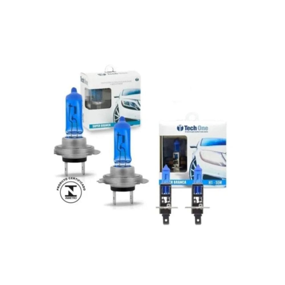 Kit Lâmpadas Techone Super Branca H7 + H1 Efeito Xenon 8500K
