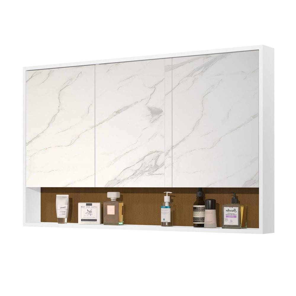 Espelheira Hefesto 3 Portas Armário Aéreo Banheiro