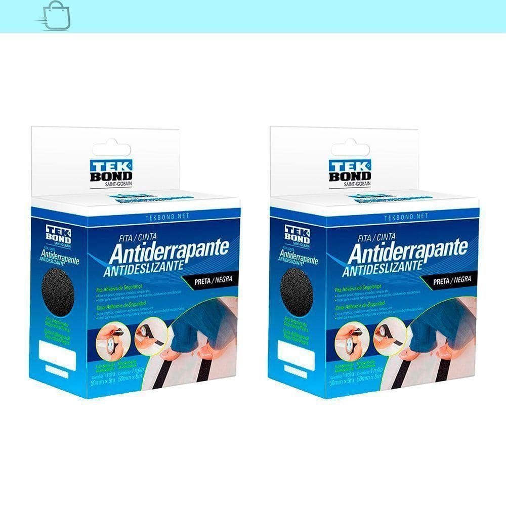 2 Fitas Antiderrapante Lixa Autoadesiva Preta 50X5M Piso