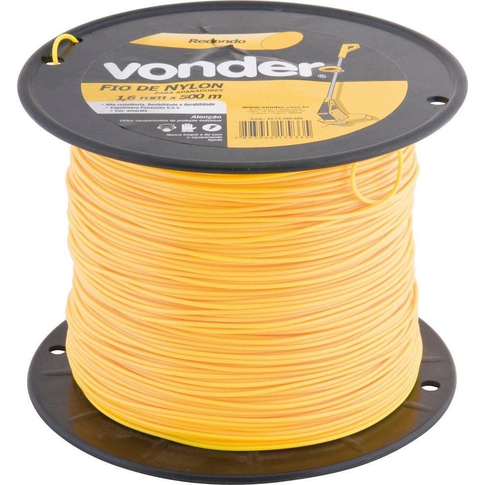 Fio De Nylon 1,6Mmx500M Redondo Para Roçadeiras E Aparadores