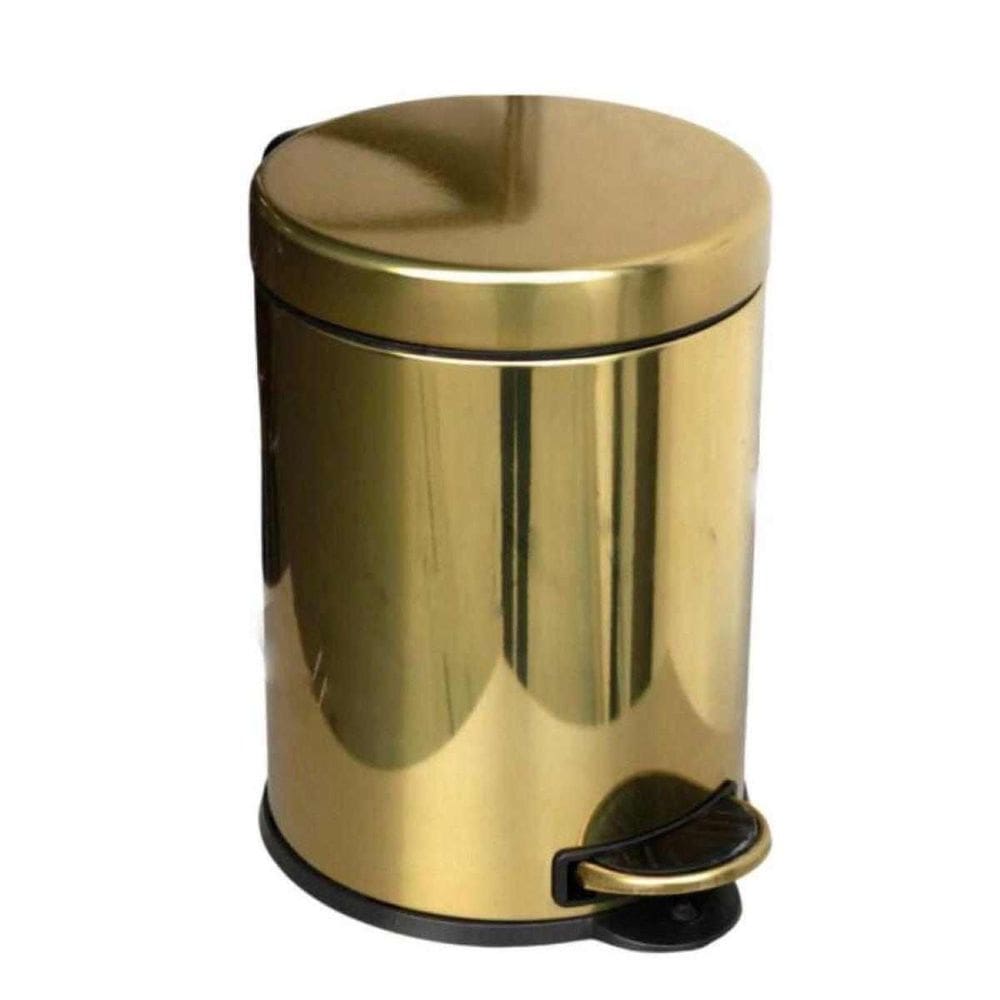 Lixeira Com Pedal Aço Inox 5 Litros Dourado Brilhante