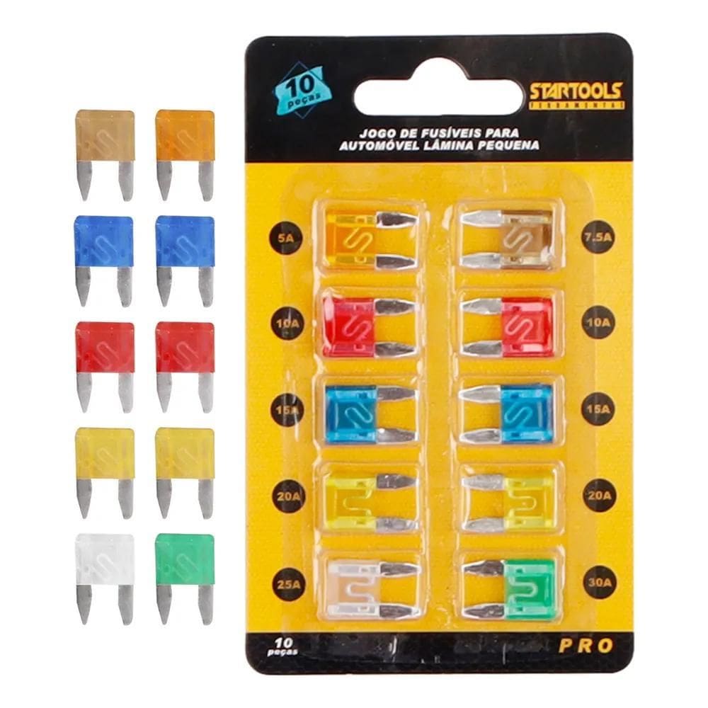 Kit 10 Fusível Automotivo Pequeno Lâmina Mini 05A Até 30A