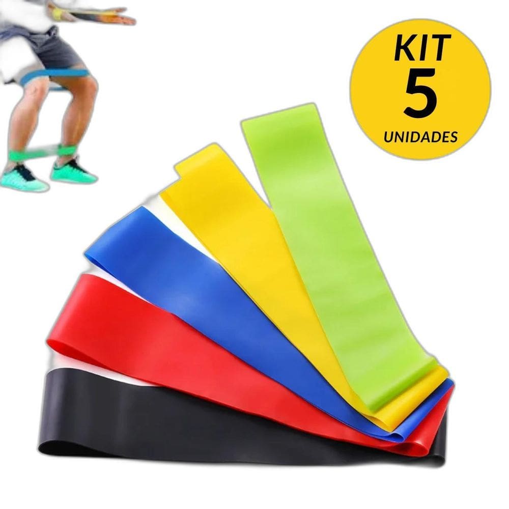 Kit 5 Faixa Elastica Treino Ginastica Pilates E Fisioterapia