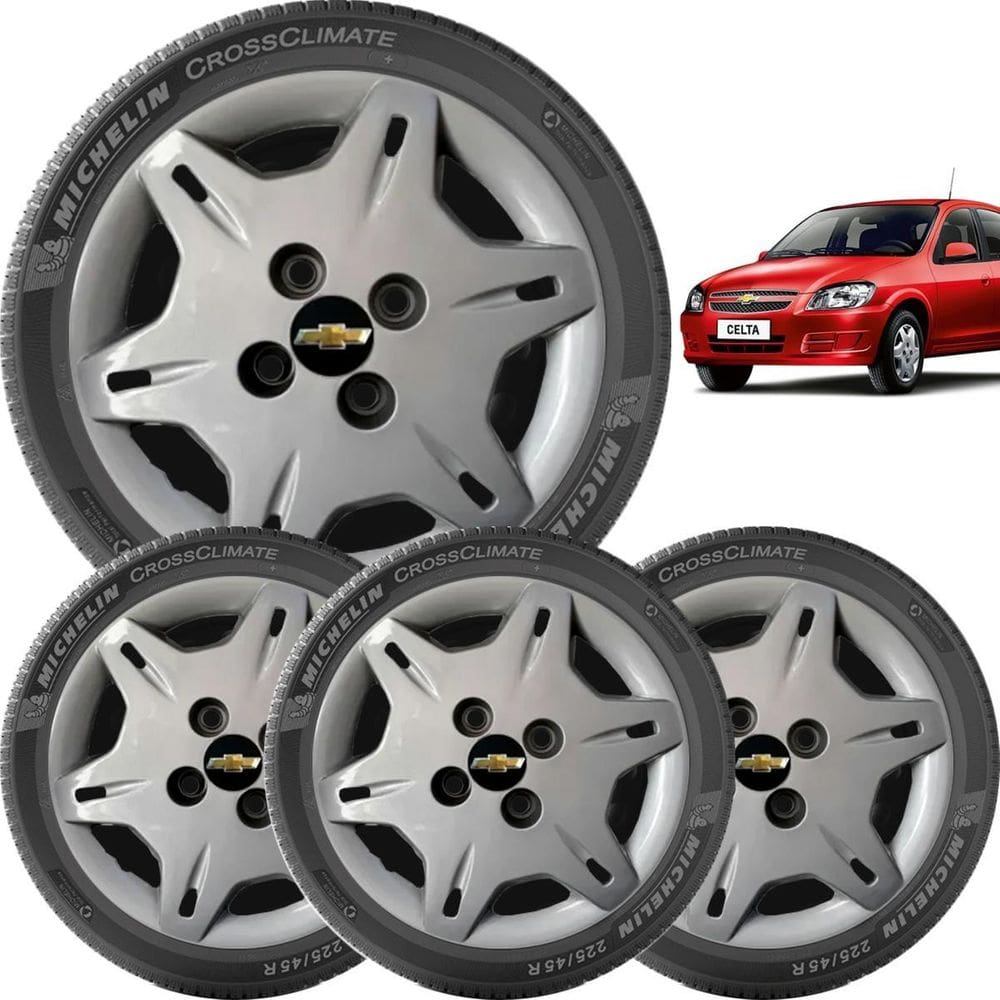 4X Calota Gm Corsa Celta Aro 13 Emblema  004Cb