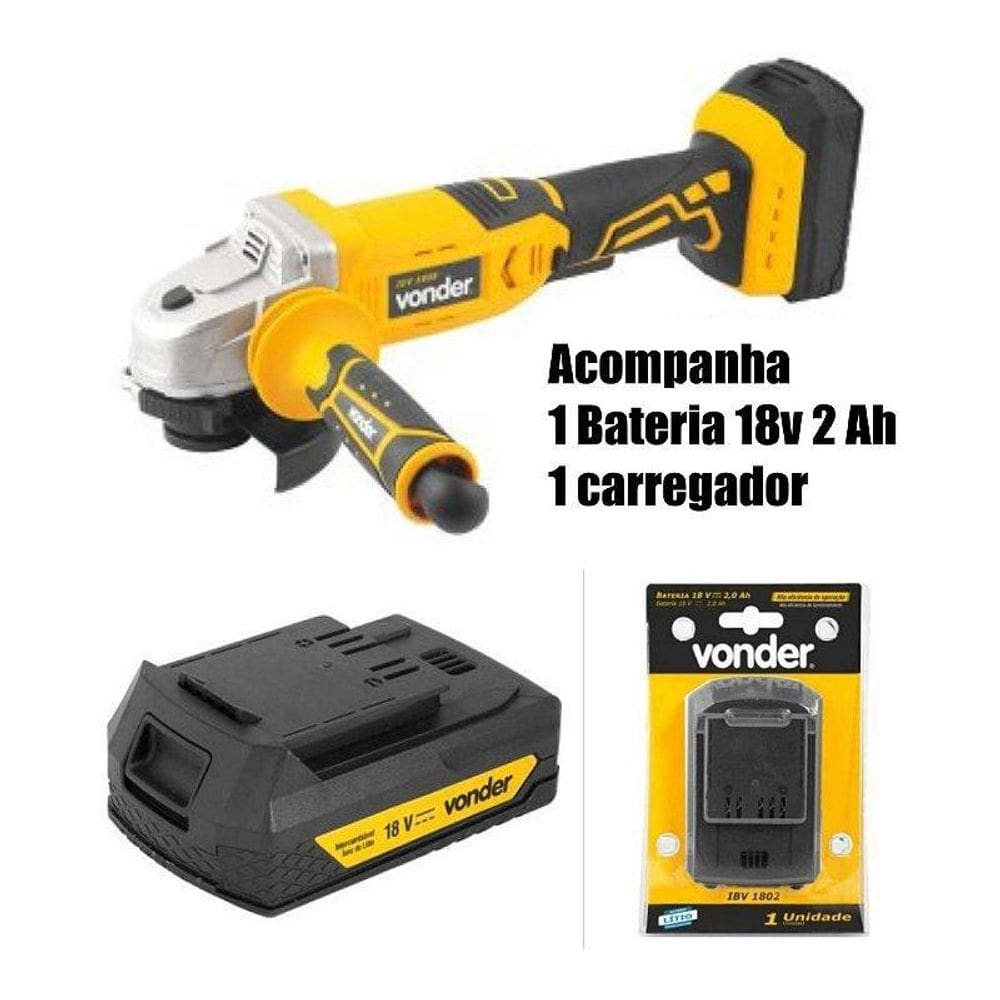 Esmerilhadeira 4.1/2 Iev 1808 Vonder Com 1 Bateria 2.0Ah 18V