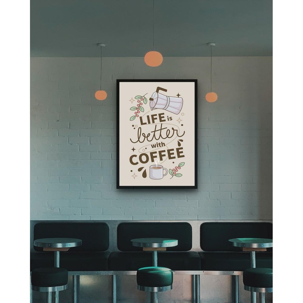 Quadro Decorativo Life Is Better With Coffee - 70X50Cm
