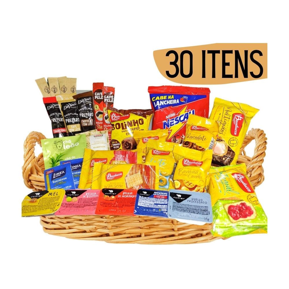 Kit Para Cesta De Café Da Manhã Melhores Marcas 30 Itens