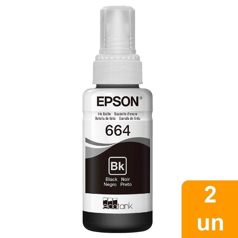 Kit Refil de Tinta Epson T664 2x1, Preto