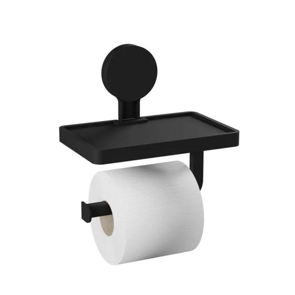 Suporte Papel Higiênico Porta Lenço Celular Preto Fosco