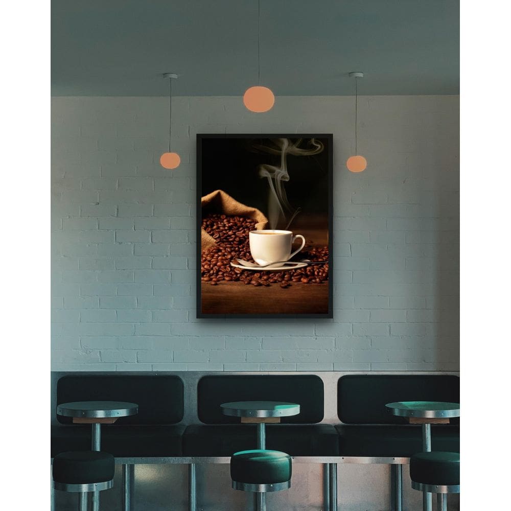 Quadro Decorativo Café Quente Saco Grãos - 70X50Cm