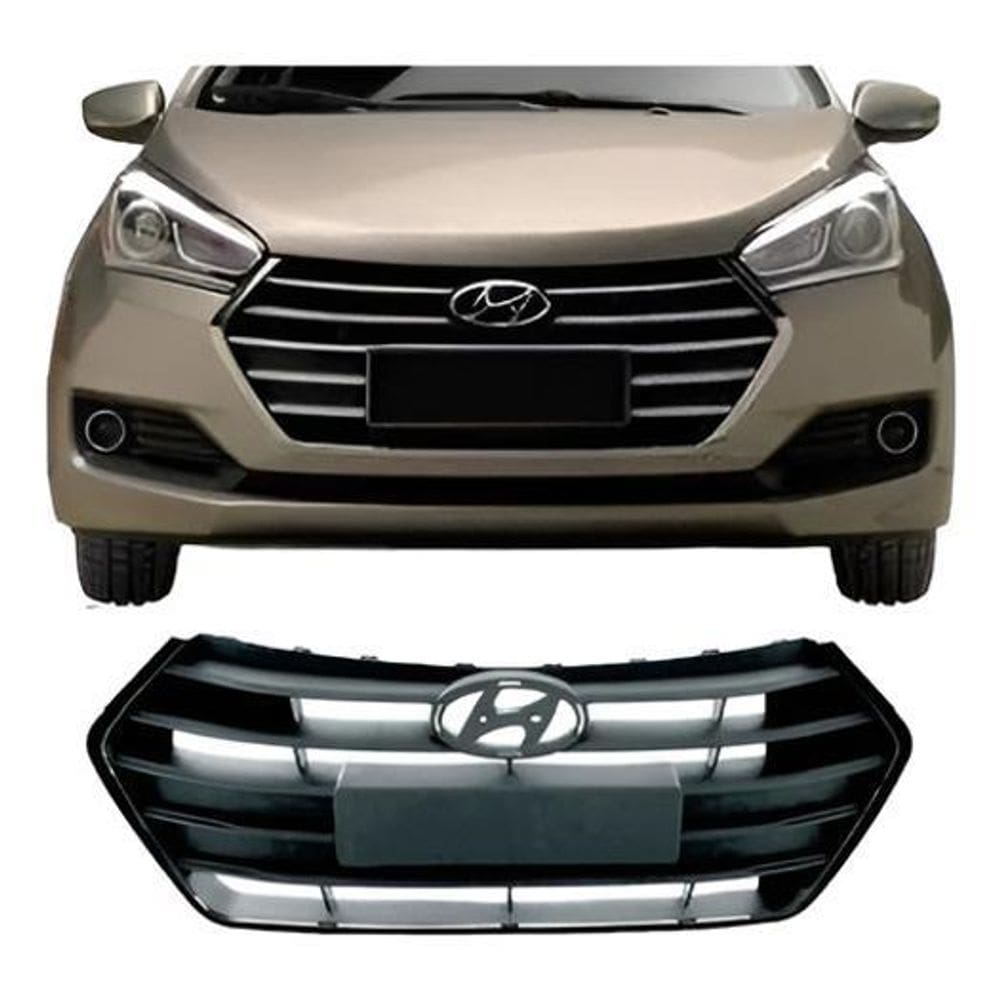 Grade Radiador Hb20 2018 Hatch Sedan Friso Preto