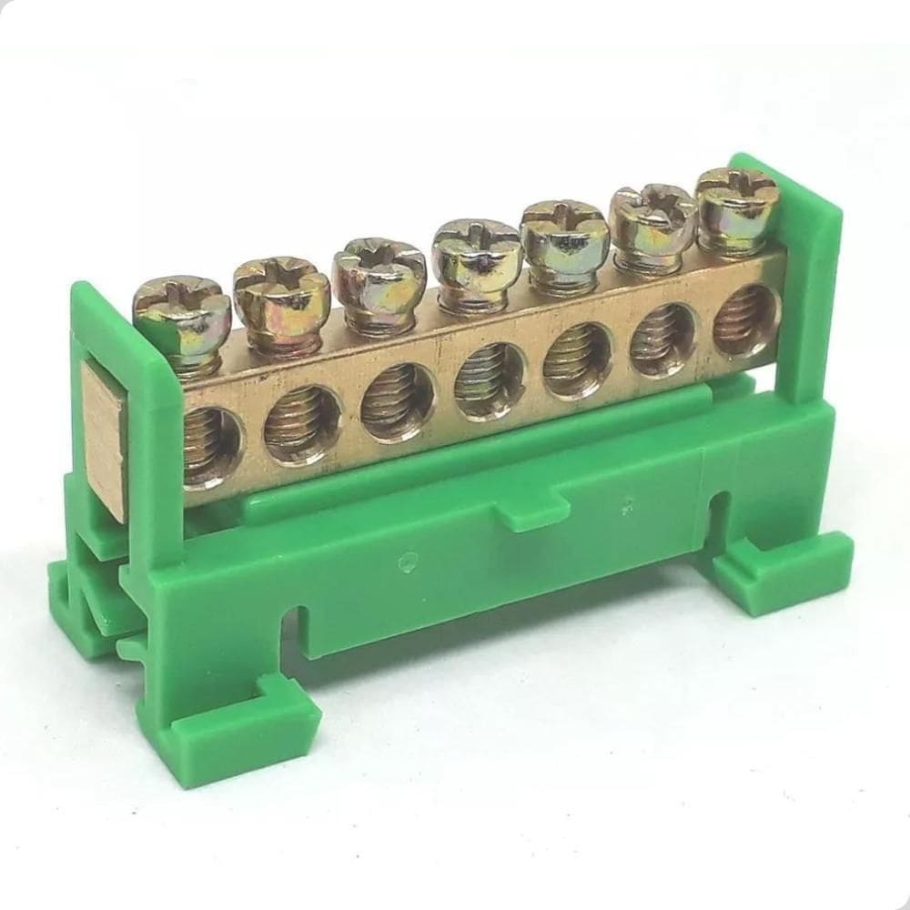 Barramento Borneira Terra 7 Vias Verde 1,5-16Mm