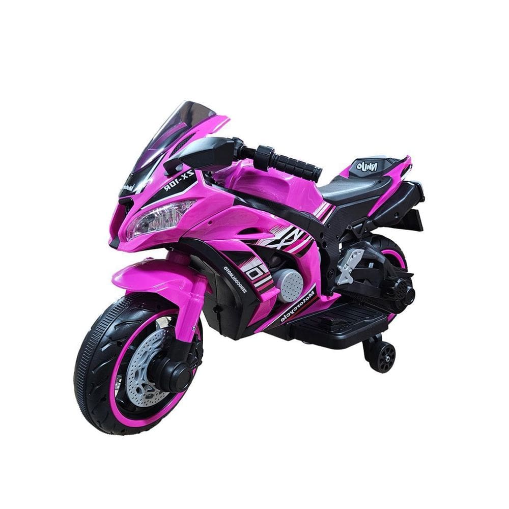 Moto Elétrica Infantil Rosa 12V Motoca Potente Pedal Usb Mp3