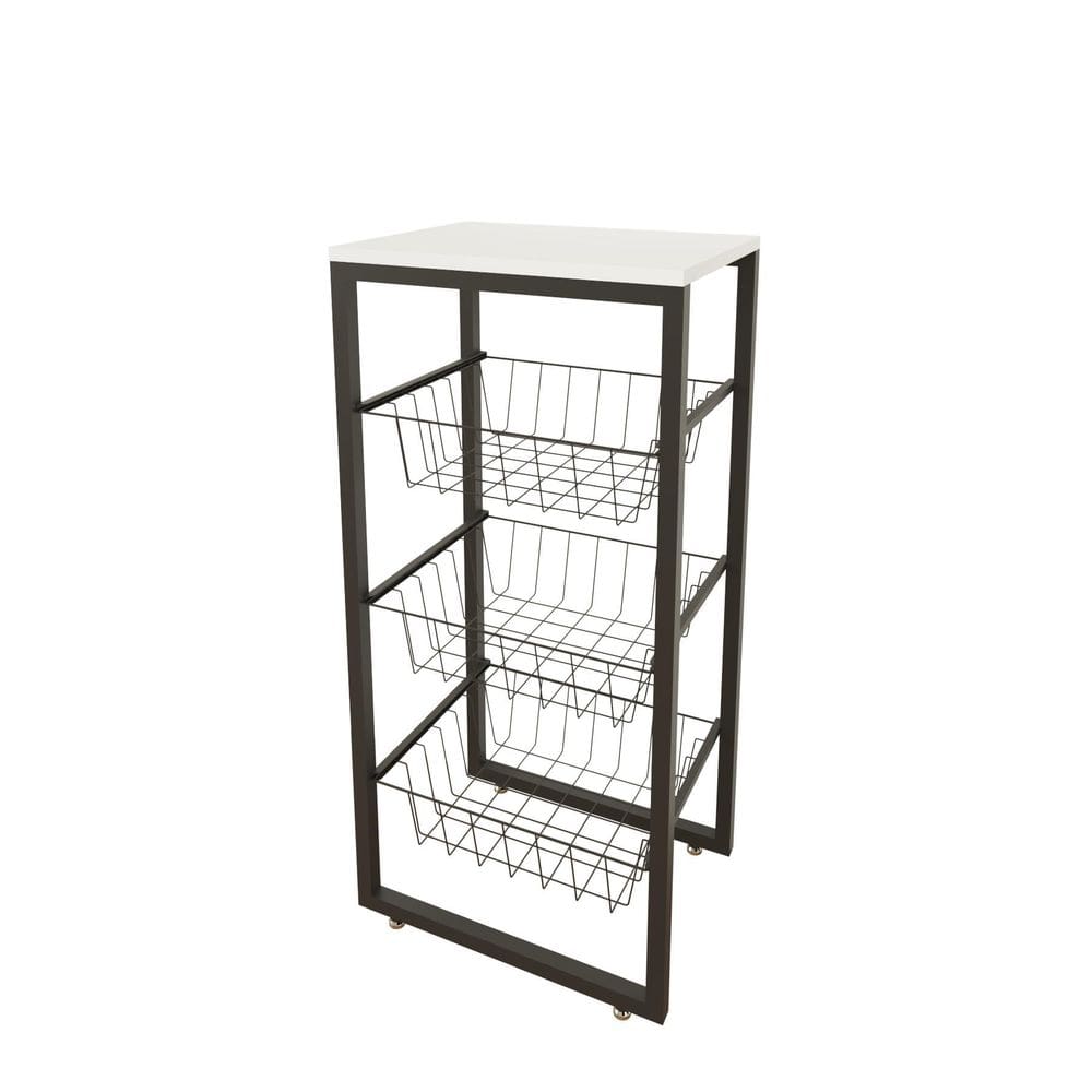 Fruteira De Chão Em Aço Cozinha Suporte Bebedouro Mdf Branco