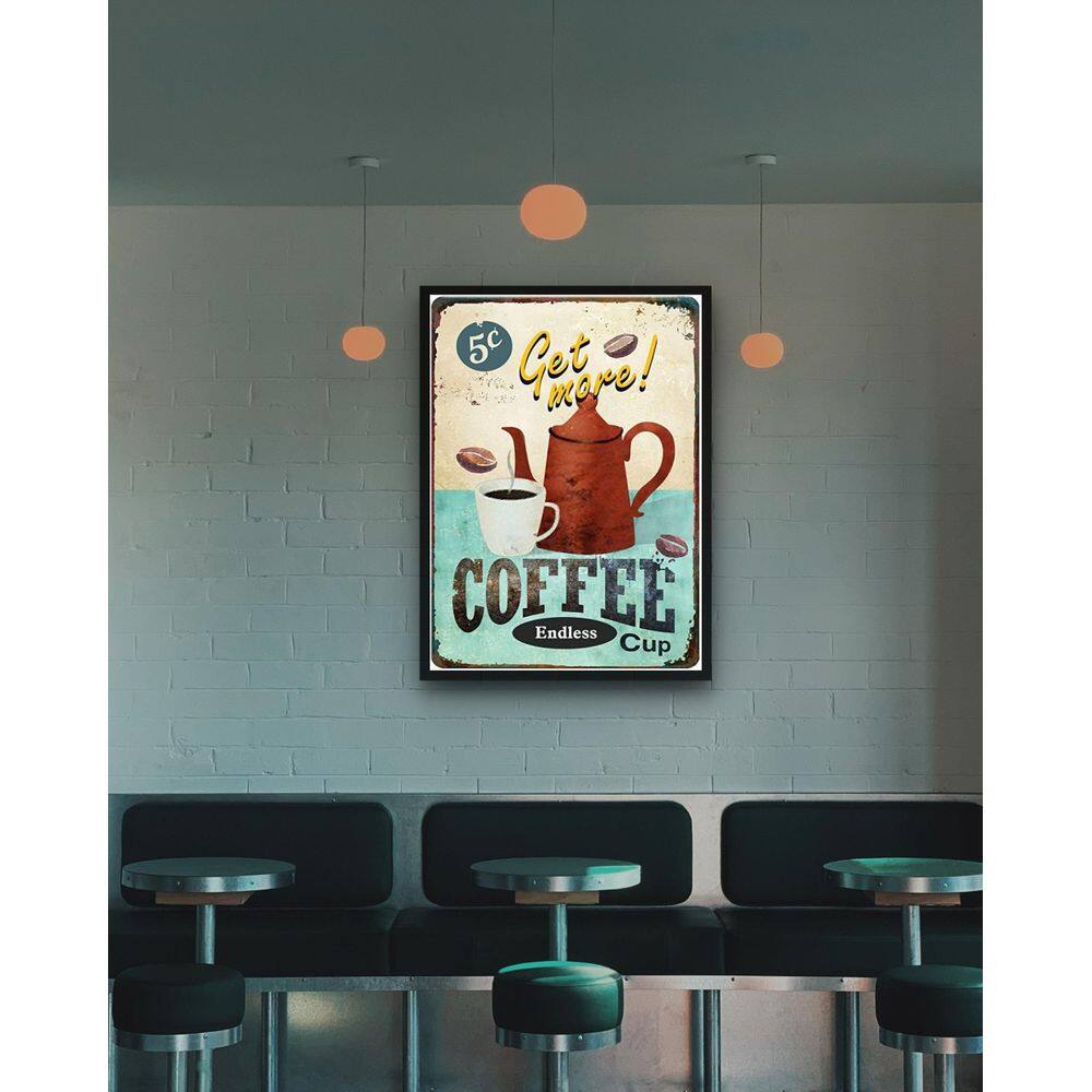 Quadro Decorativo Get More Coffee Vintage - 70X50Cm