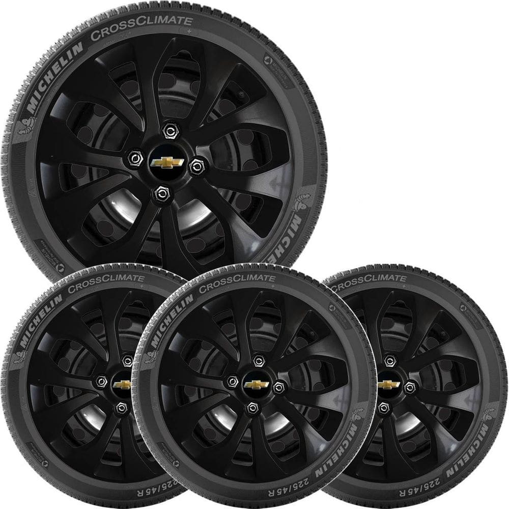 4X Calota Gm Onix Prisma Aro 14 Preto Com Emblema 374Cb
