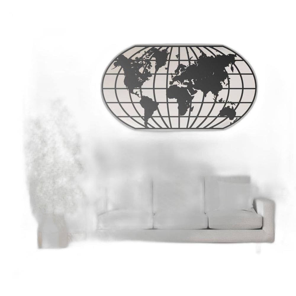 Quadro Decoração Vazado Mapa Mundi World Uno Preto 120X65 Cm