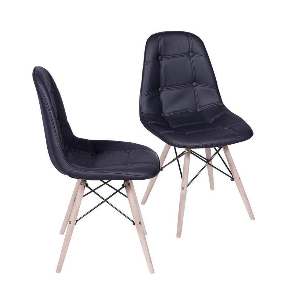 Kit 2 Cadeiras Boxbit Dkr Eames Base Em Madeira Preta