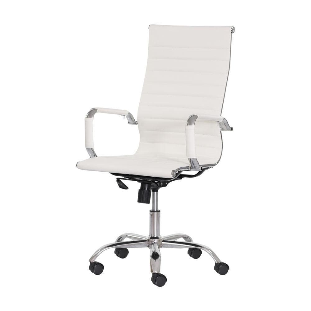 Cadeira Escritório Stripes Presidente Pu Branca Base Giratór