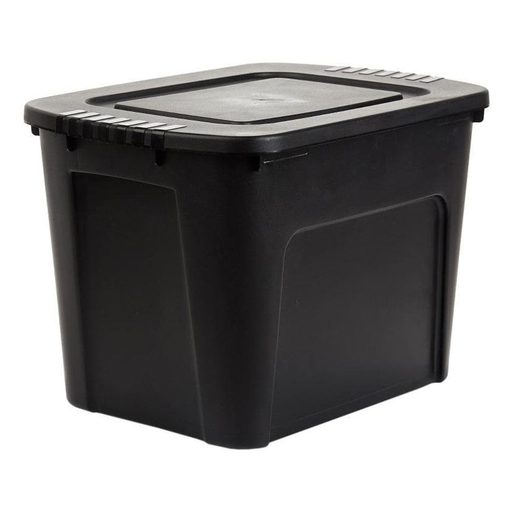Caixa Organizadora Grande Ecobox 80L Preta Com Tampa