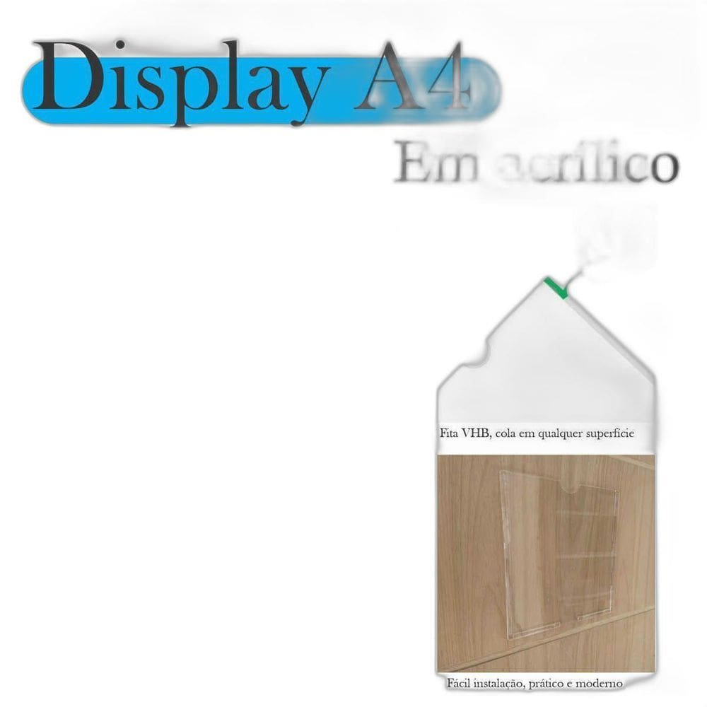 10 Display Parede Quadro Avisos Porta Folhas A4 Acrílico Hor