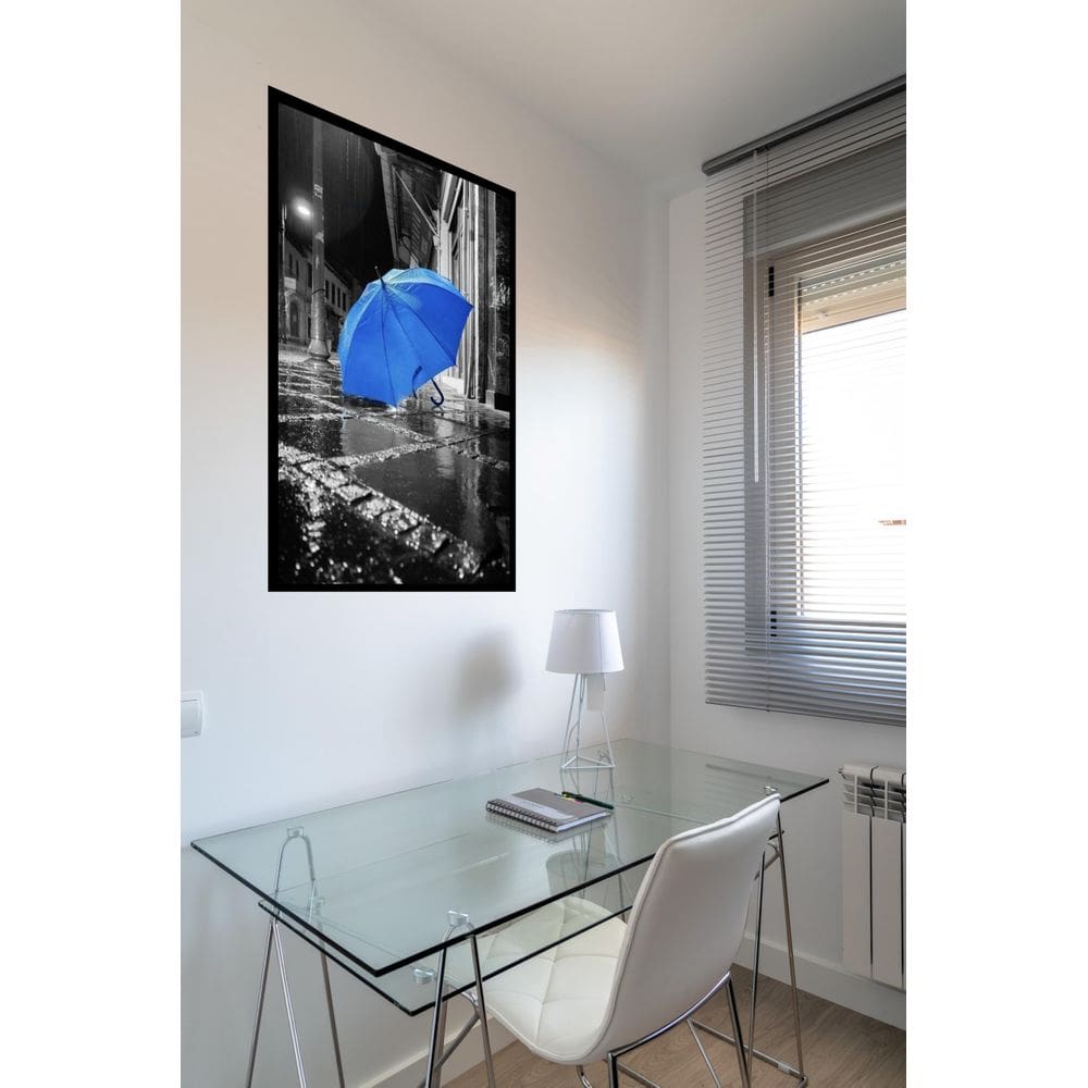 Quadro Decorativo Guarda-Chuva Azul - 70X50Cm