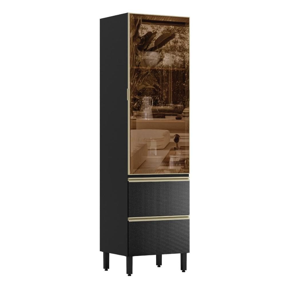 Cristaleira Proença 70cm 1 Porta Vidro Reflecta e 2 Gavetas - Demartêz