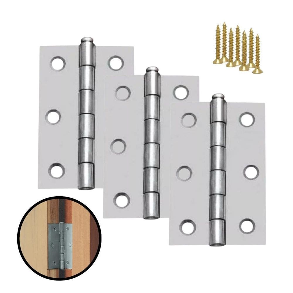 Kit 3 Dobradiças Zincada Para Porta De Madeira 8,9Cm