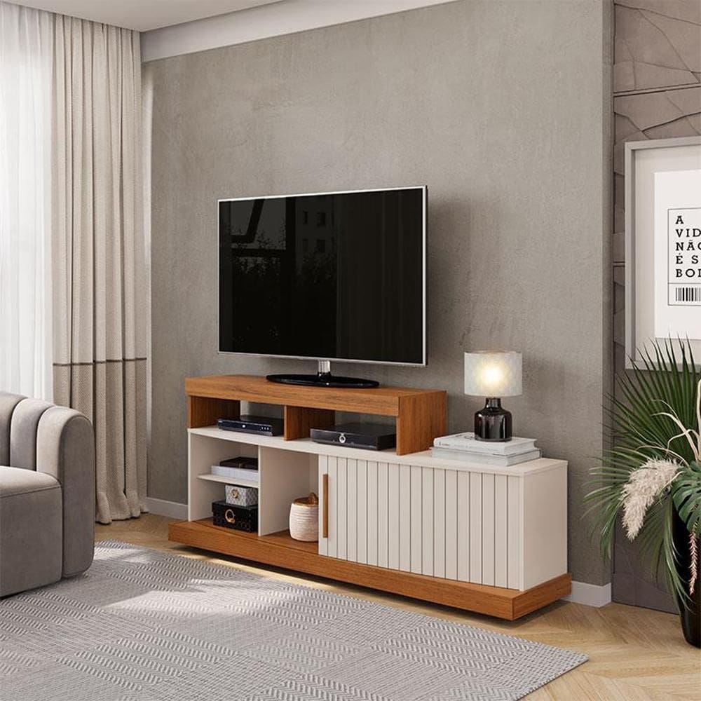 Rack Bancada para Sala Ambiente Valle Freijó Off White – DJ Móveis