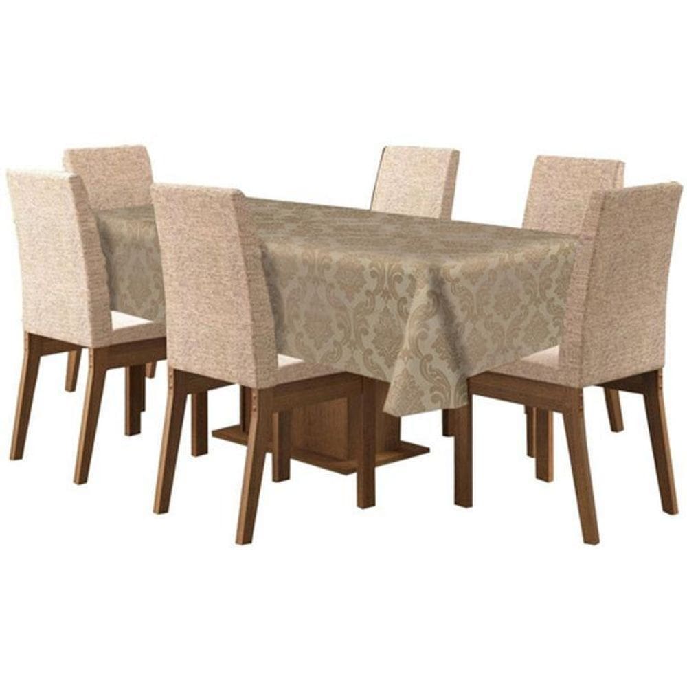 Toalha De Mesa De 4 Lugares Tecido Jacquard - Bege