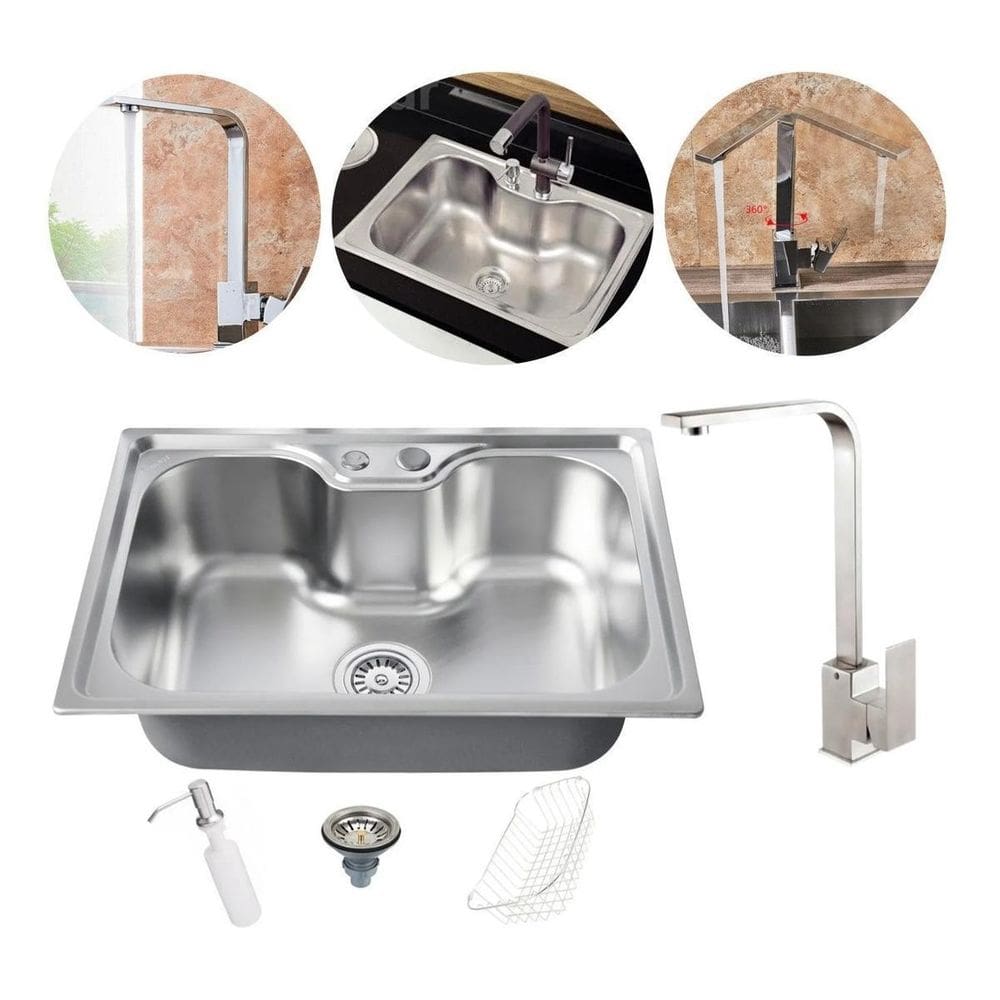 Kit Cuba Cozinha Gourmet Aço Inox Torneira Perfil Em L Slim
