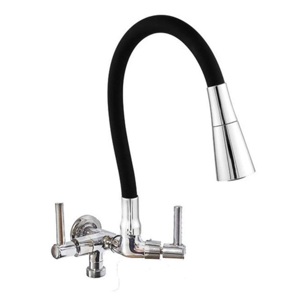 Torneira Pia Parede Preta Jato Cr Saída Máquina De Lavar