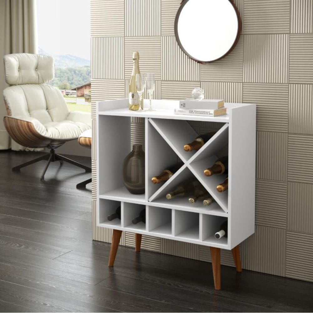 Aparador Adega Retrô Acapulco Branco Pés Palito 82x73cm