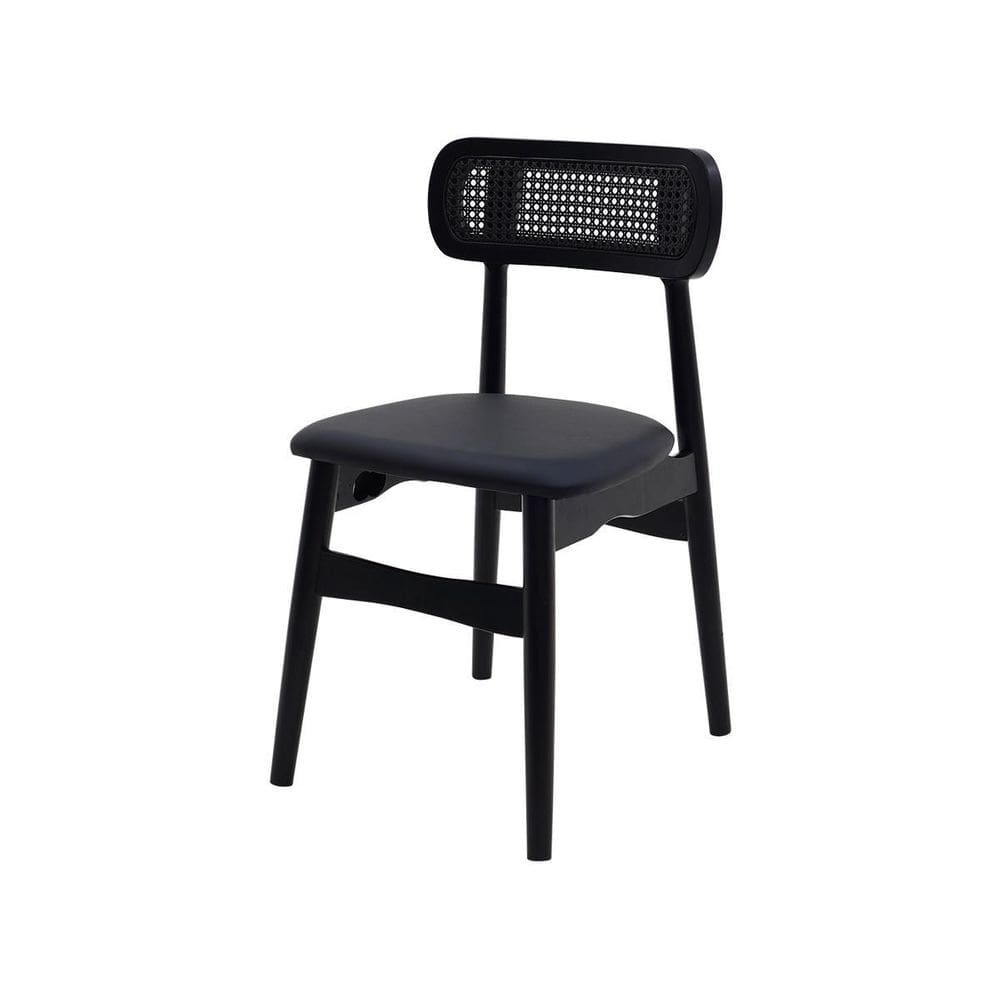 Cadeira De Jantar Rainer Moderna Preta Telinha Madeira