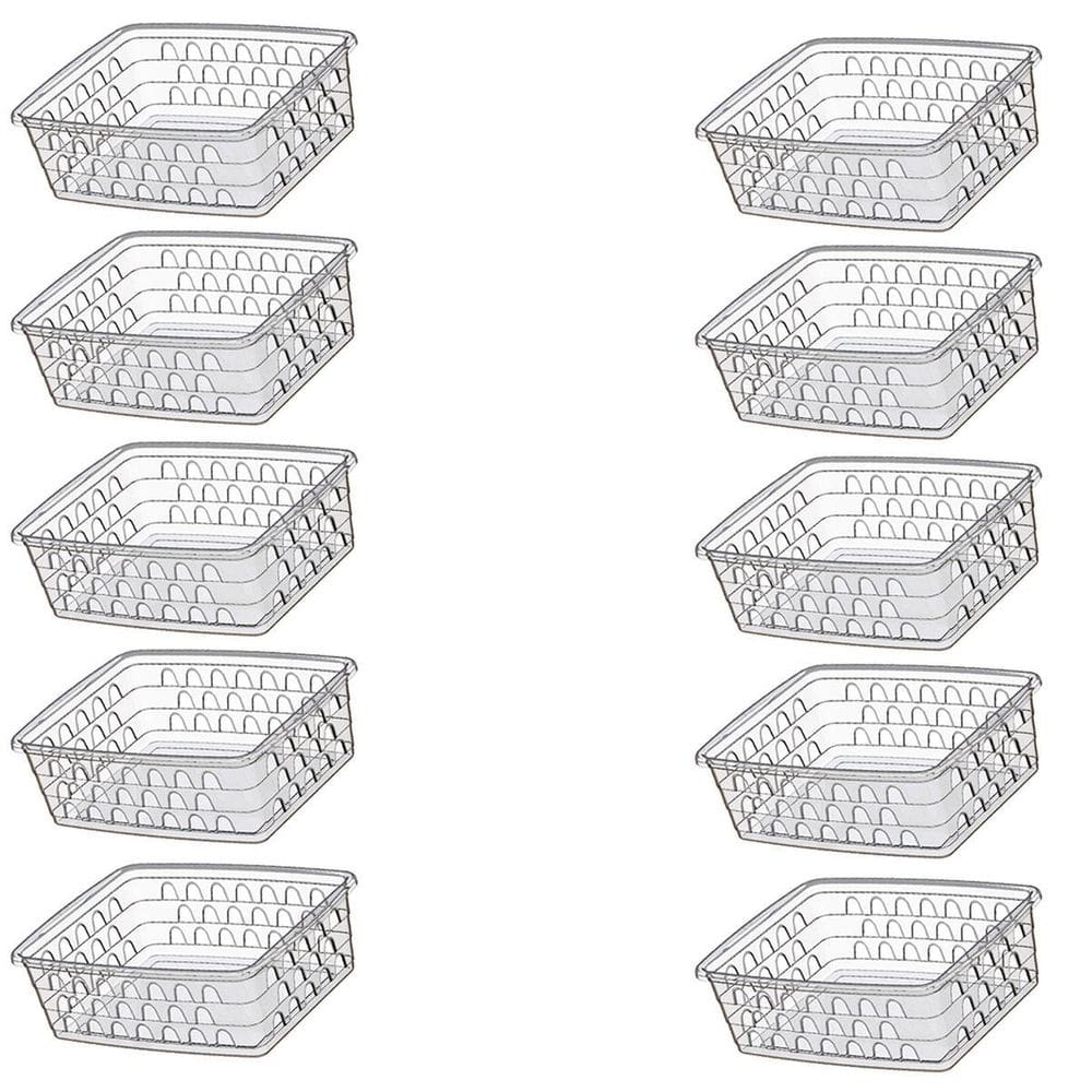 Kit 10 Caixas Cesto Organizador Decorativo Multiuso Transp 1118 Uninjet