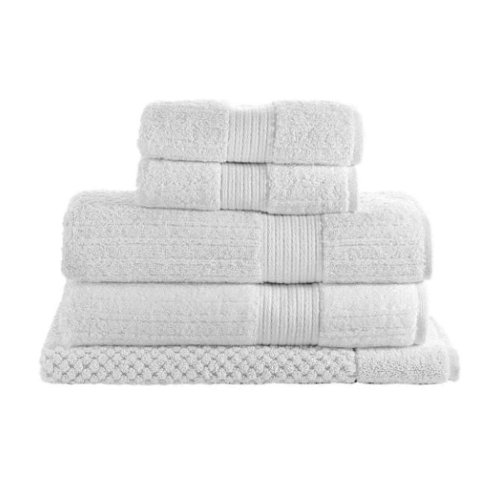 Jogo De Toalhas Fio Penteado 5 Peças Branco Buddemeyer