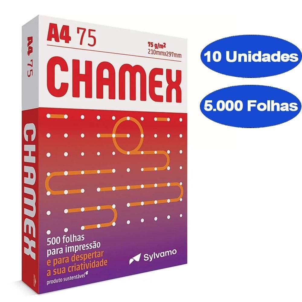 Caixadepapel Com 10 Resmas Chamex A4 75G/M Branco 500 Folhas