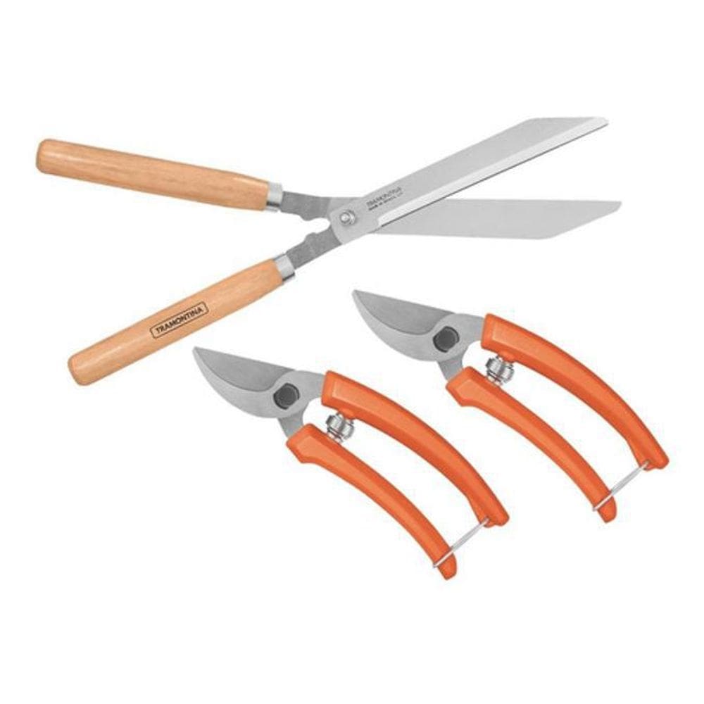 1 Tesoura Tramontina De Podar Gramas + 2 De Podar Plantas